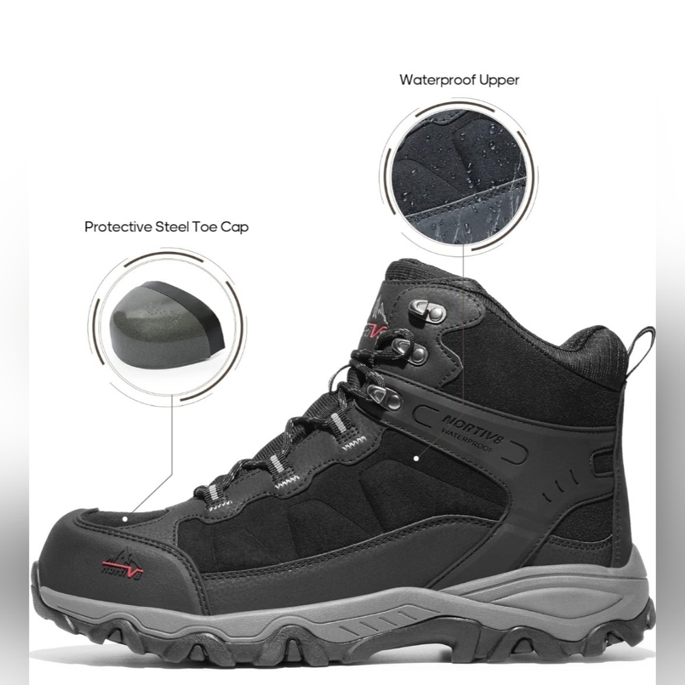 NORTIV 8 Men’s Waterproof Steel Toe Work Boots Size 9.5 - Picture 8 of 9